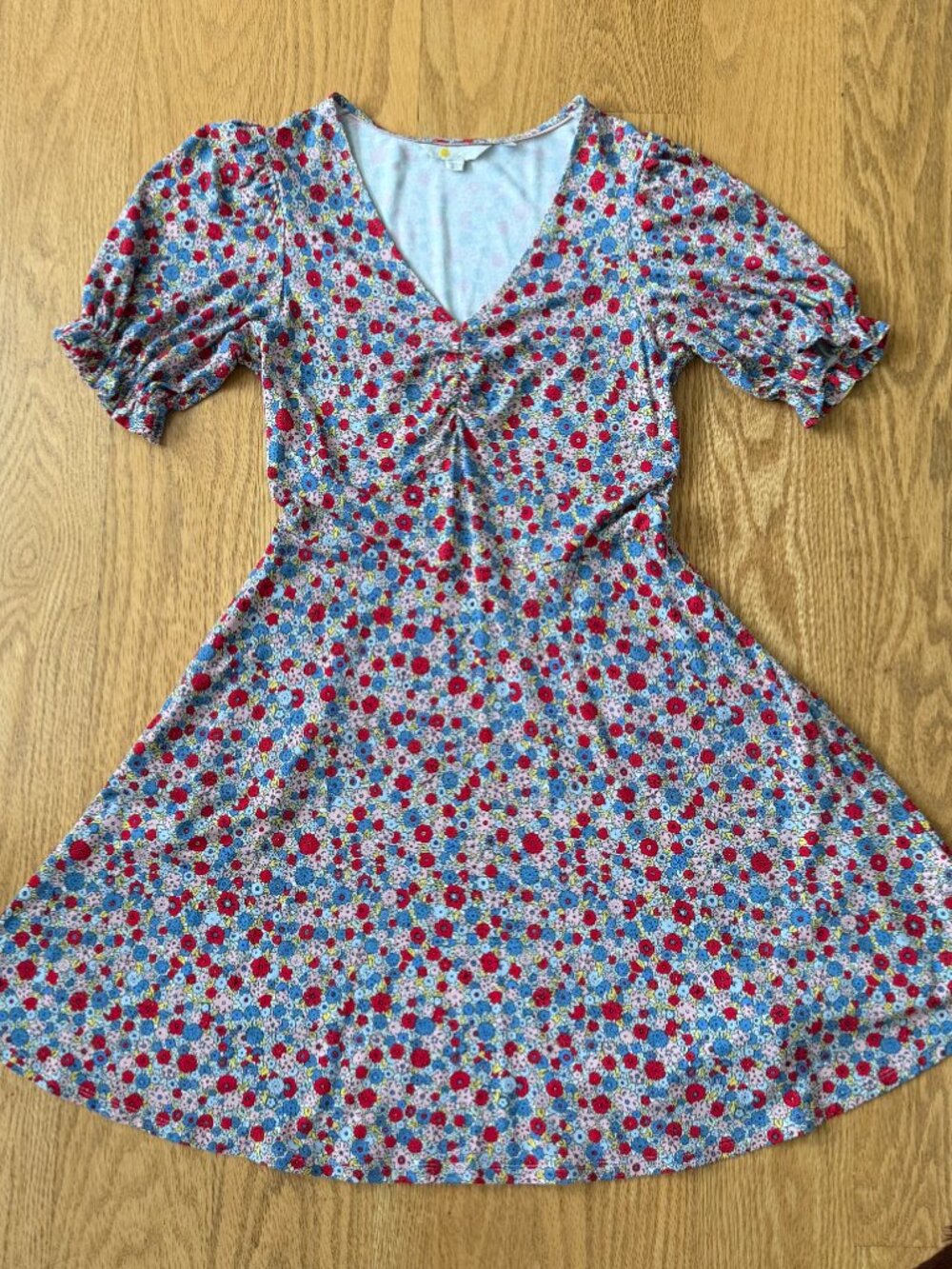Boden floral fit and flare v- neck jersey dress US4/UK8 - Picture 5 of 9